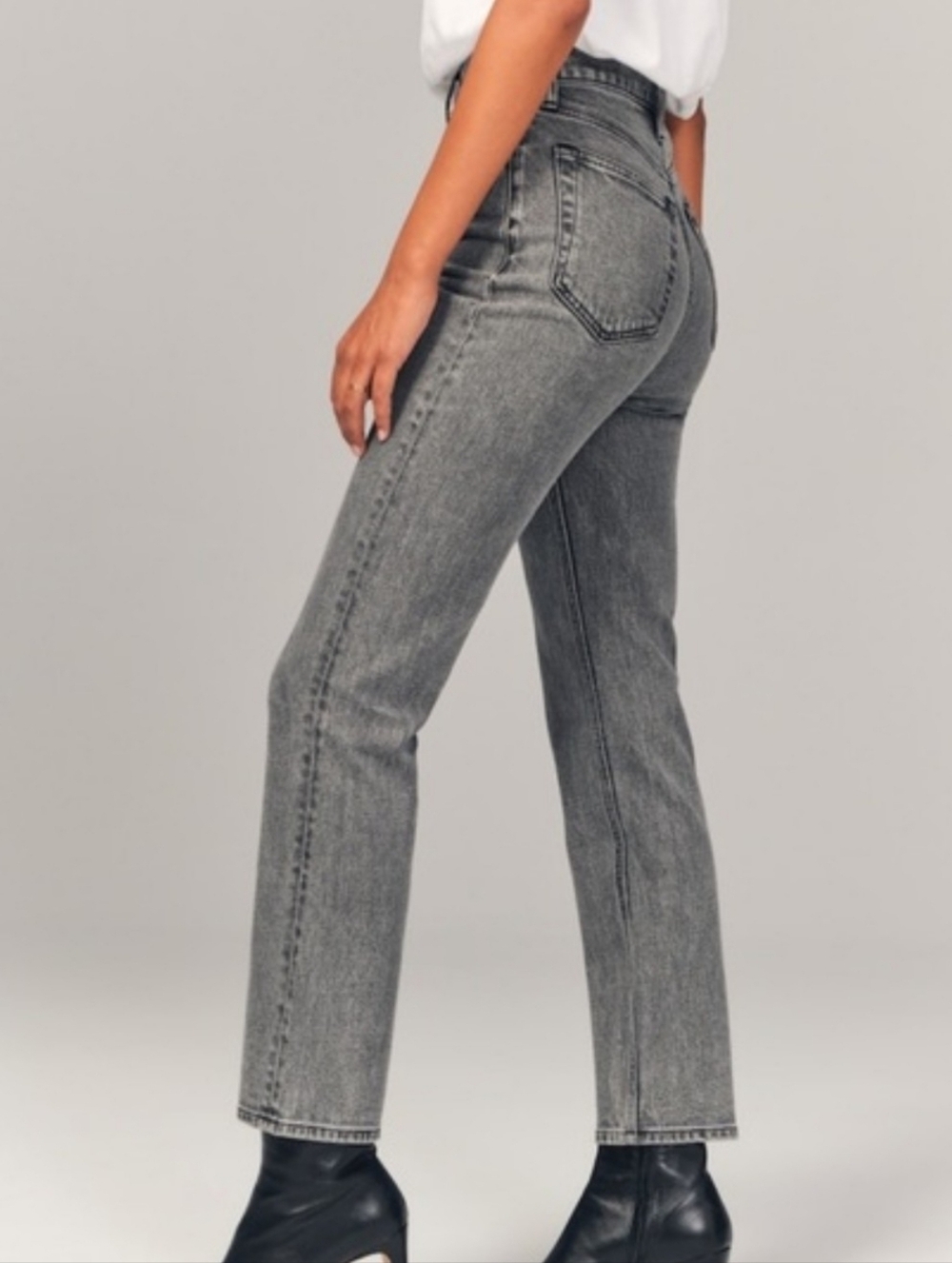 Abercrombie & Fitch The Ankle Straight Jeans Gray Wash Size 25 - Picture 5 of 13